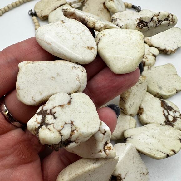 26" of all Howlite, statement necklace with silver tone hardware! - Picture 8 of 13